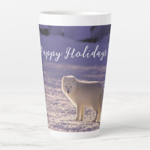 Cute White Arctic Fox Snow Winter Photography Latte Mug