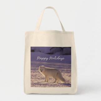 Cute White Arctic Fox Snow Winter Photography Tote Bag