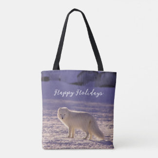 Cute White Arctic Fox Snow Winter Photography Tote Bag
