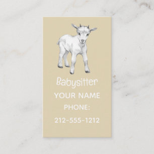 Cute White Baby Goat Heart Babysitter QR Code Business Card