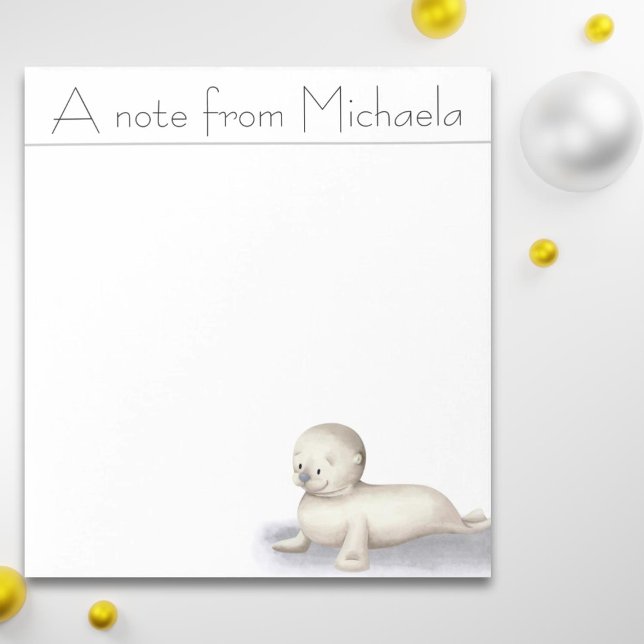 Cute White Baby Seal Notepad (Creator Uploaded)