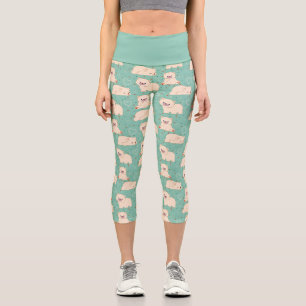 Cute White Bears Pattern Capri Leggings