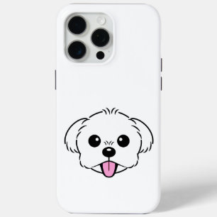 Cute White Bichon Frise Dog Sticking Tongue Out iPhone 15 Pro Max Case