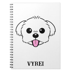 Cute White Bichon Frise Dog Sticking Tongue Out Notebook