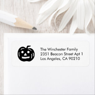 Cute white black pumpkin fun Halloween address Return Address Label