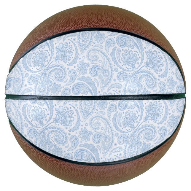 Cute white blue paisley pattern basketball (Front)