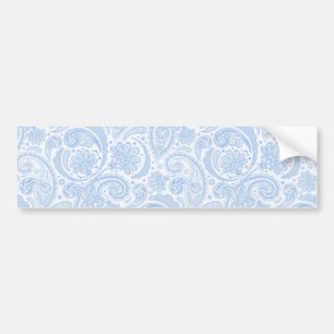 Cute white blue paisley pattern bumper sticker