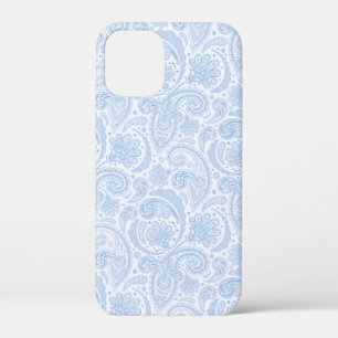Cute white blue paisley pattern iPhone 12 mini case