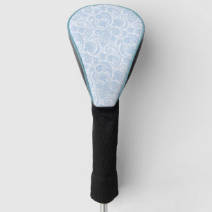 Cute white blue paisley pattern golf head cover