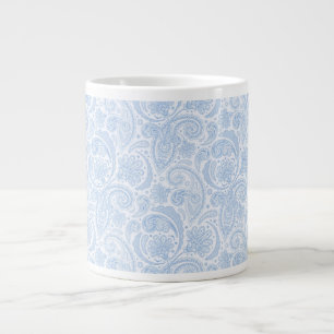 Cute white blue paisley pattern large coffee mug
