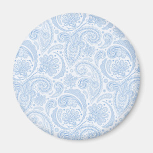 Cute white blue paisley pattern magnet