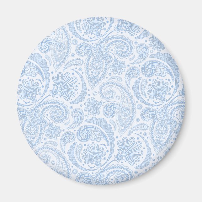 Cute white blue paisley pattern magnet (Front)