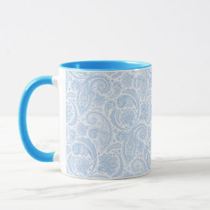 Cute white blue paisley pattern mug