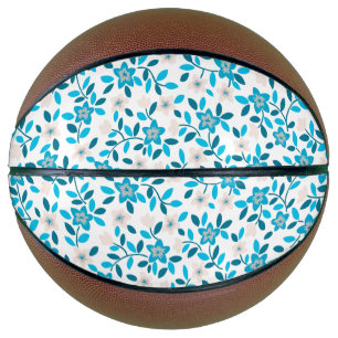 Cute white blue seamless spring flowers patterns C Basketball