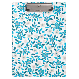 Cute white blue seamless spring flowers patterns clipboard