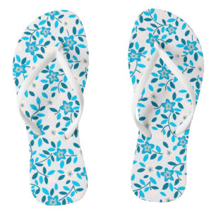 Cute white blue seamless spring flowers patterns  thongs