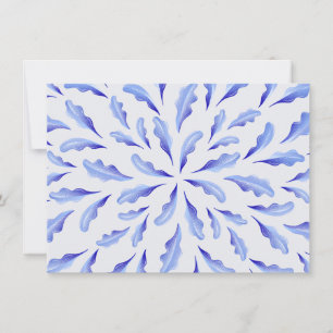 cute white blue simple leaves flowers  card