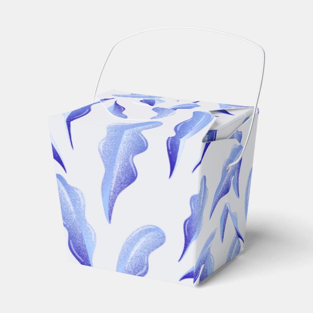 cute white blue simple leaves flowers  favour box (Front Side)