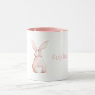 Cute White Blush Pink Bunny Heart Tail Mug