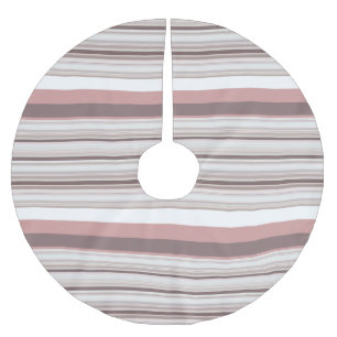 Cute white brown stripes brushed polyester tree skirt