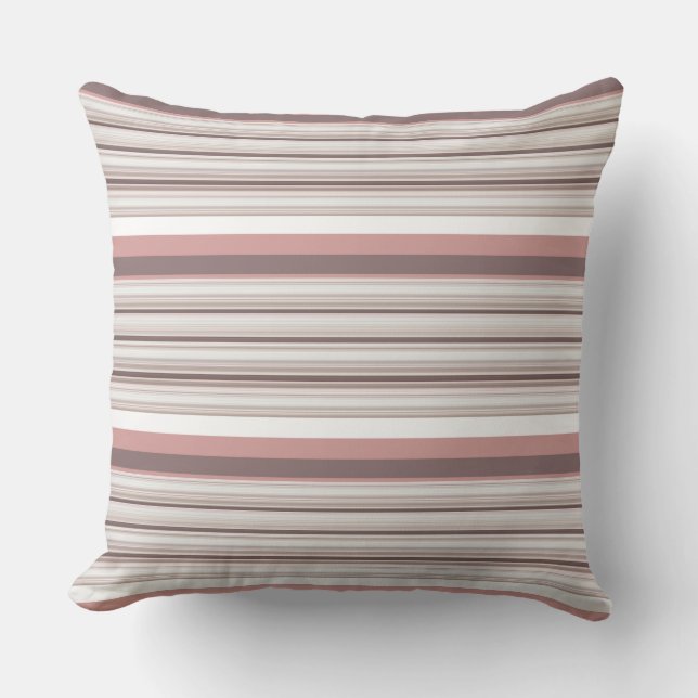 Cute white brown stripes cushion (Front)