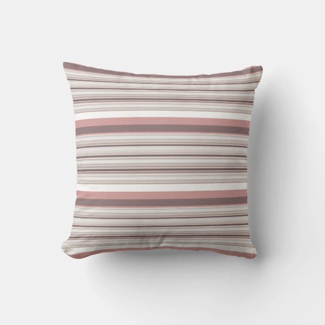 Cute white brown stripes cushion (Front)
