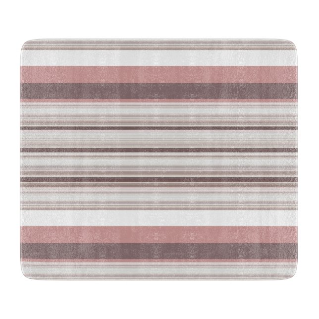 Cute white brown stripes cutting board (Front)