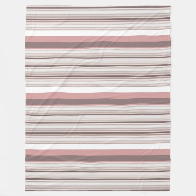 Cute white brown stripes fleece blanket (Front)