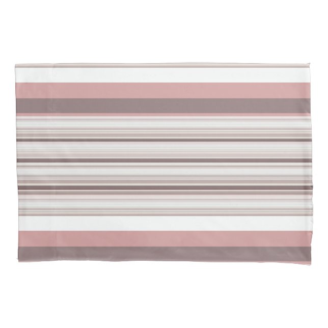 Cute white brown stripes pillowcase (Front-Left)