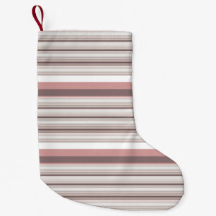 Cute white brown stripes small christmas stocking