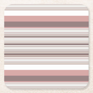 Cute white brown stripes square paper coaster