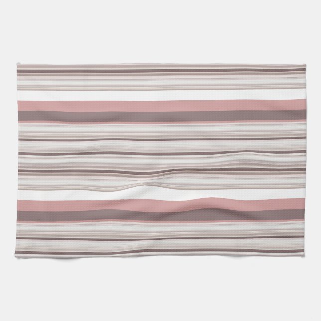 Cute white brown stripes tea towel (Horizontal)