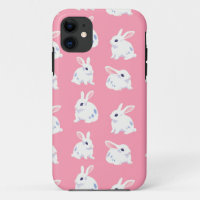 Cute White Bunnies on Pink - Adorable Pattern