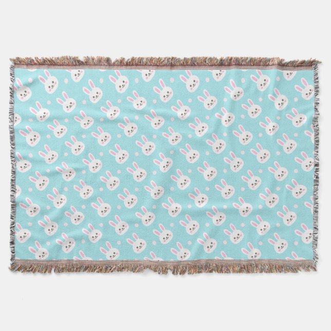 Cute White Bunnies Pattern Easter | Throw Blanket (Front)