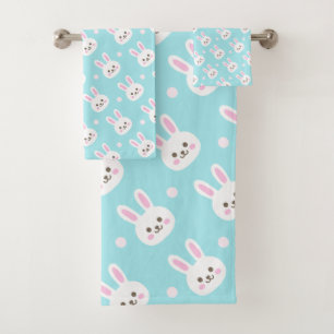 Cute White Bunnies Pattern Easter Towel Set