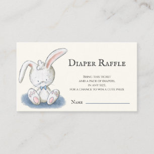 Cute White Bunny Baby Shower Diaper Raffle Enclosure Card