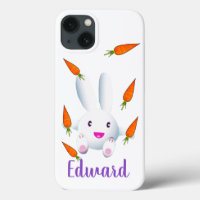 Cute White Bunny & Carrots