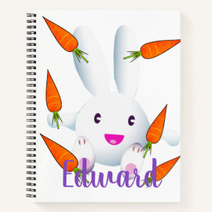 Cute White Bunny & Carrots Notebook