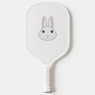 Cute white bunny face pickleball paddle
