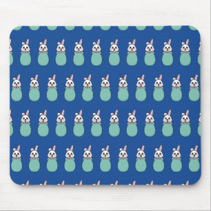 Cute White Bunny Holding Easter Egg Pattern Mouse Pad