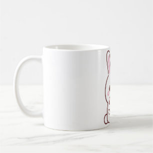 Cute White Bunny Hugging Heart Doodle Coffee Mug