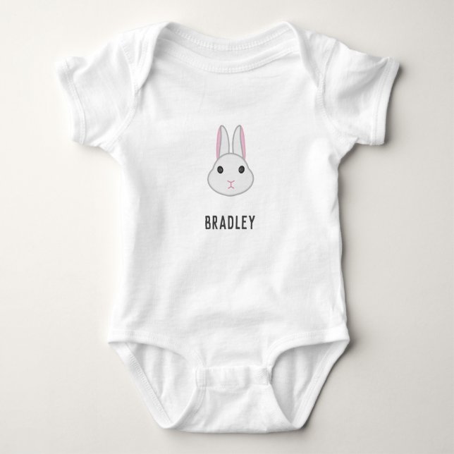 Cute white bunny on baby bodysuit (Front)