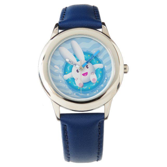 Cute White Bunny Pool Party Watch (Front)