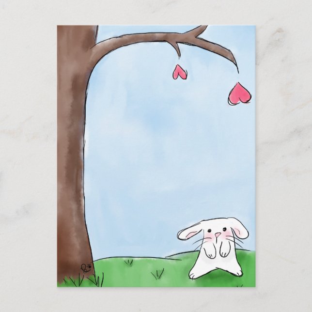 Cute white bunny postcard (Front)