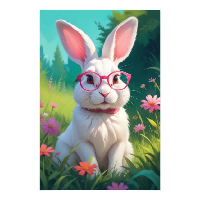 Cute White Bunny Potrait-68054 Photo Print (Front)