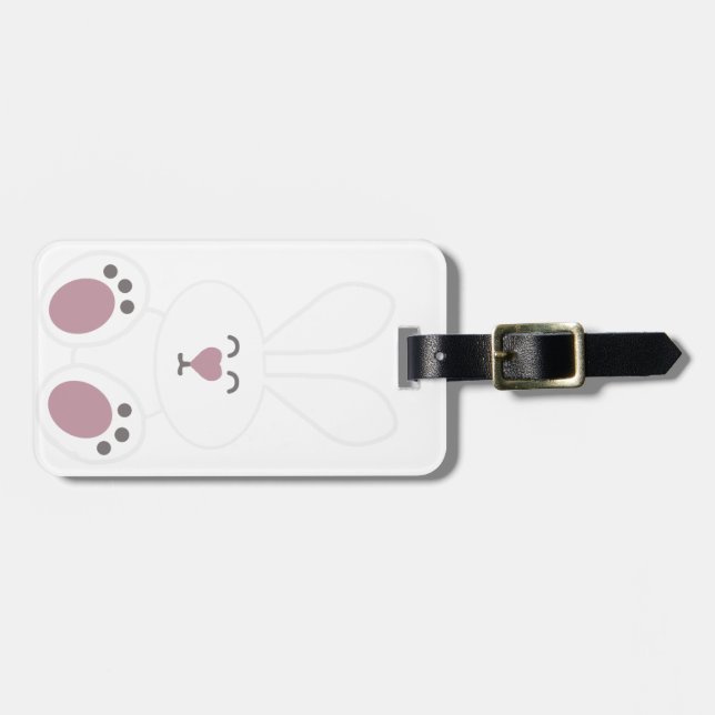 Cute White Bunny Rabbit Luggage Tag (Front Horizontal)