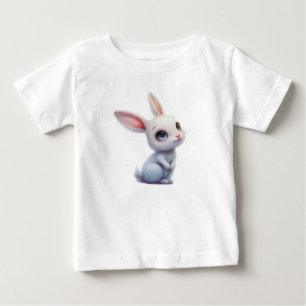 Cute White Bunny with Big Blue Eyes Baby T-Shirt