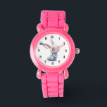 Cute White Bunny with Big Blue Eyes Black Numbers Watch<br><div class="desc">Cute little bunny rabbit</div>