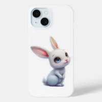Cute White Bunny with Big Blue Eyes