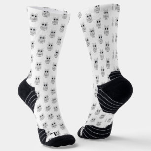 Cute White Cartoon Owl Big Eyes Kawaii Woodland Socks
